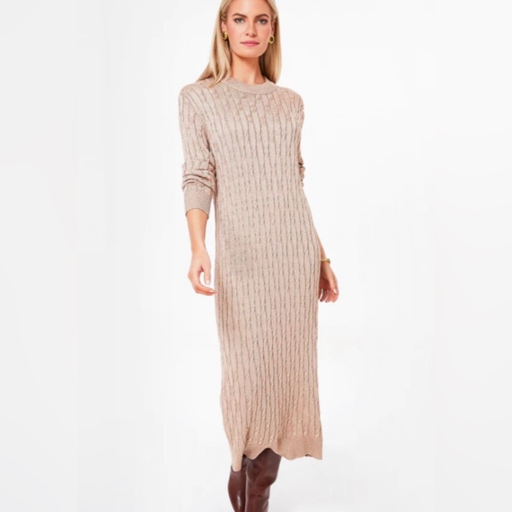 Tuckernuck Gold Cable Knit Midi Dress / XS / Worn Once
